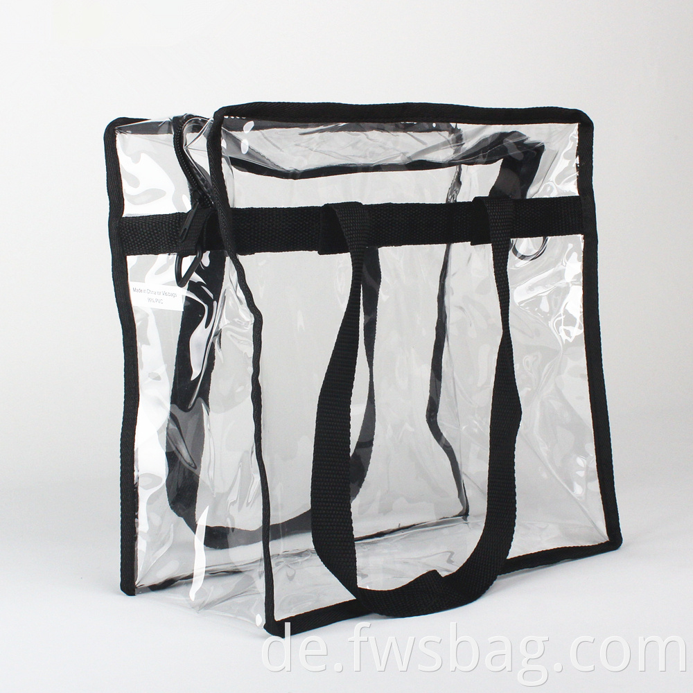 12 X 12 Stadium Security Approved Large Black Plastic All Clear Vinyl Pvc Tote Bag With Long Shoulder Strap2
